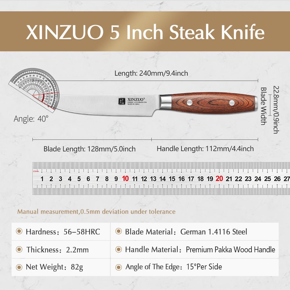 Couteau à Steak Xinzuo | Manche en Bois et Coffret - Mon Univers Cuisine