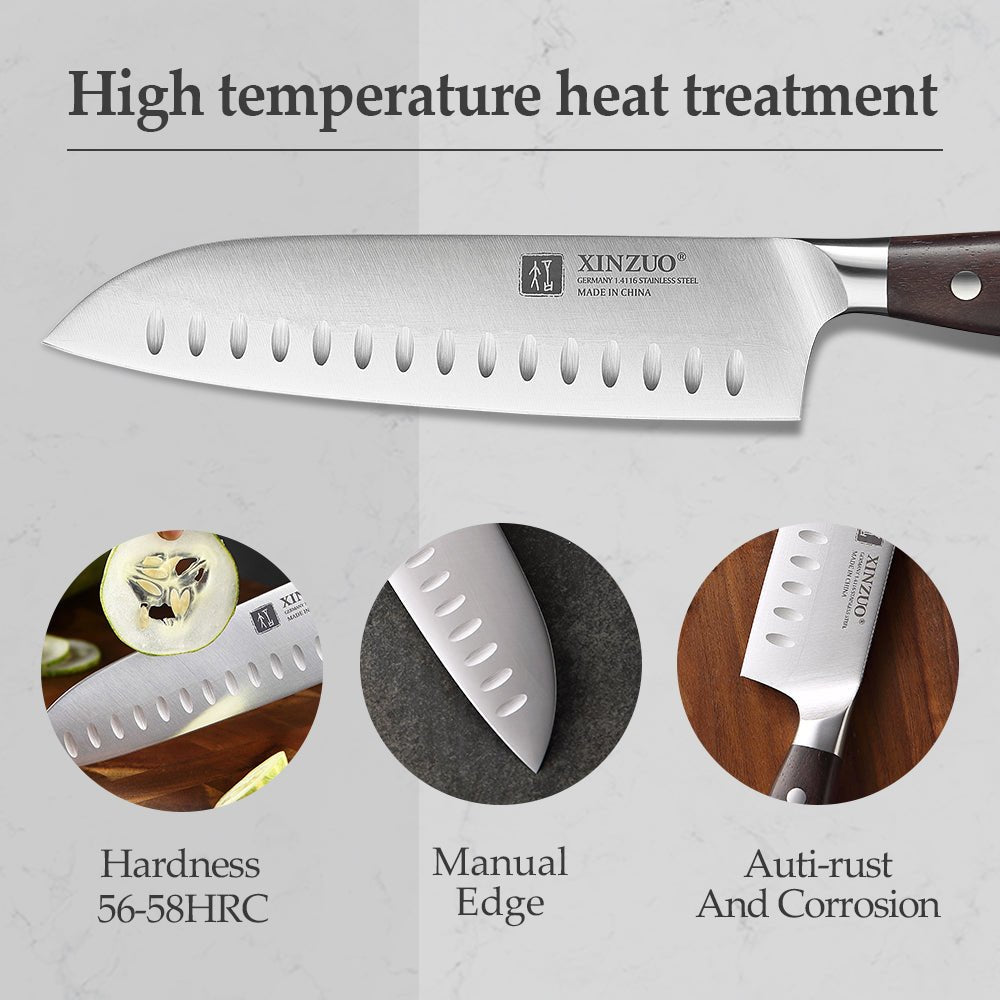 Couteau de Chef Xinzuo 7 Pièces | Acier Allemand 1.4116 avec Bloc en Bois - Mon Univers Cuisine