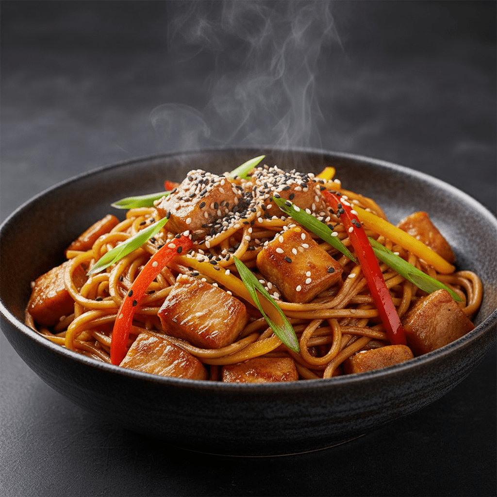 Sauté de Porc aux Nouilles Chinoises | Sauce Hoisin et Soya - Mon Univers Cuisine