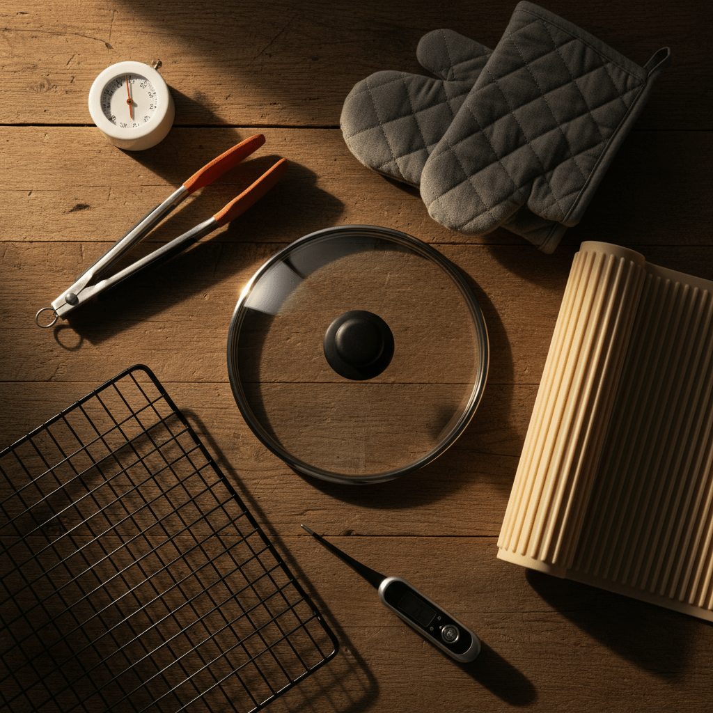 Fournitures pour la cuisson – flat lay chaleureux