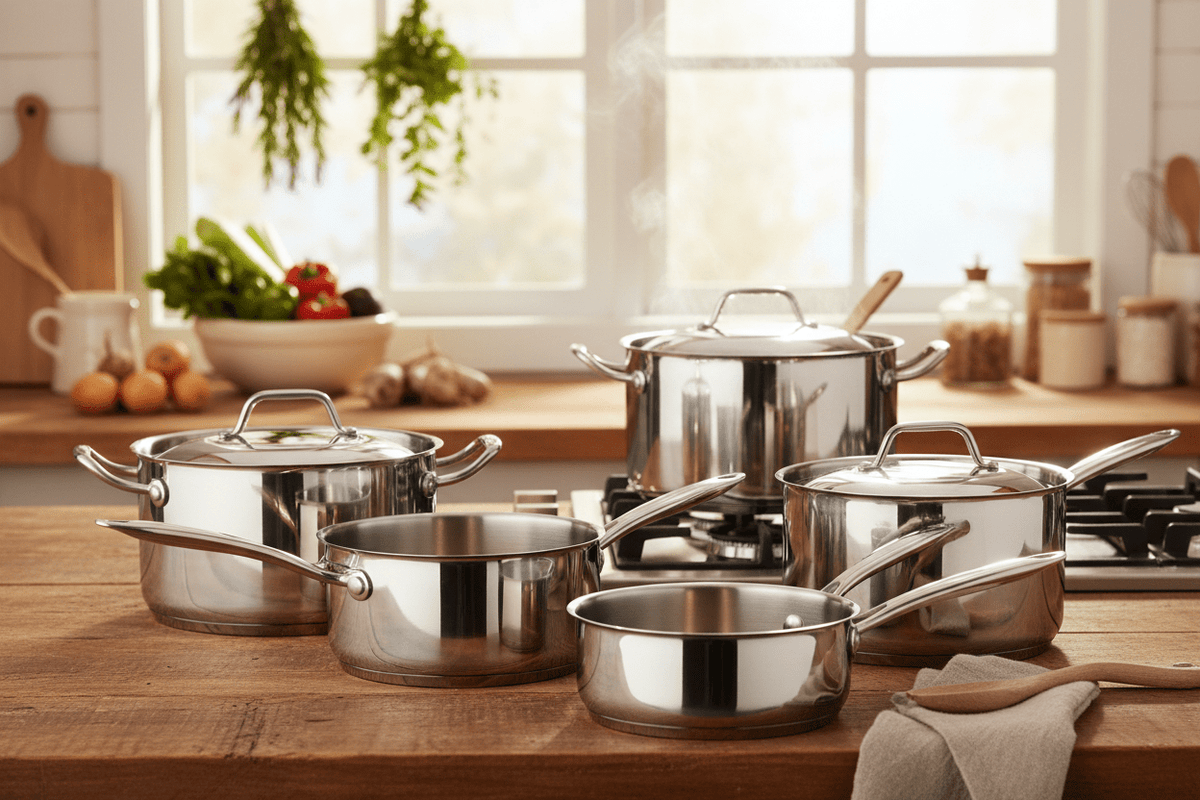 Casseroles et faitouts dans cuisine chaleureuse - Mon Univers Cuisine