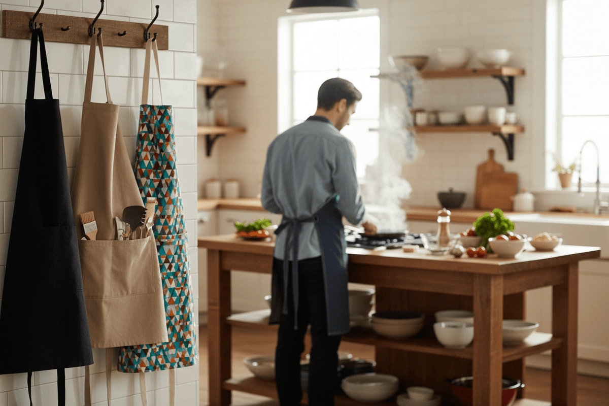 Tabliers de cuisine dans cuisine accueillante - Mon Univers Cuisine