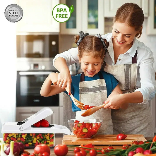 Coupe - Légumes Multifonction | 14 - en - 1 avec Accessoires et Bac de Rangement - Mon Univers Cuisine