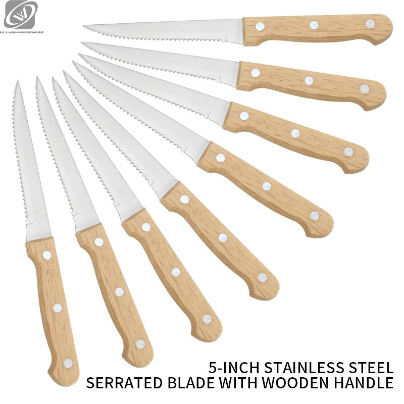 Couteau à Steak Dentelé | Manche en Bois et Lame Acier Inoxydable - Mon Univers Cuisine