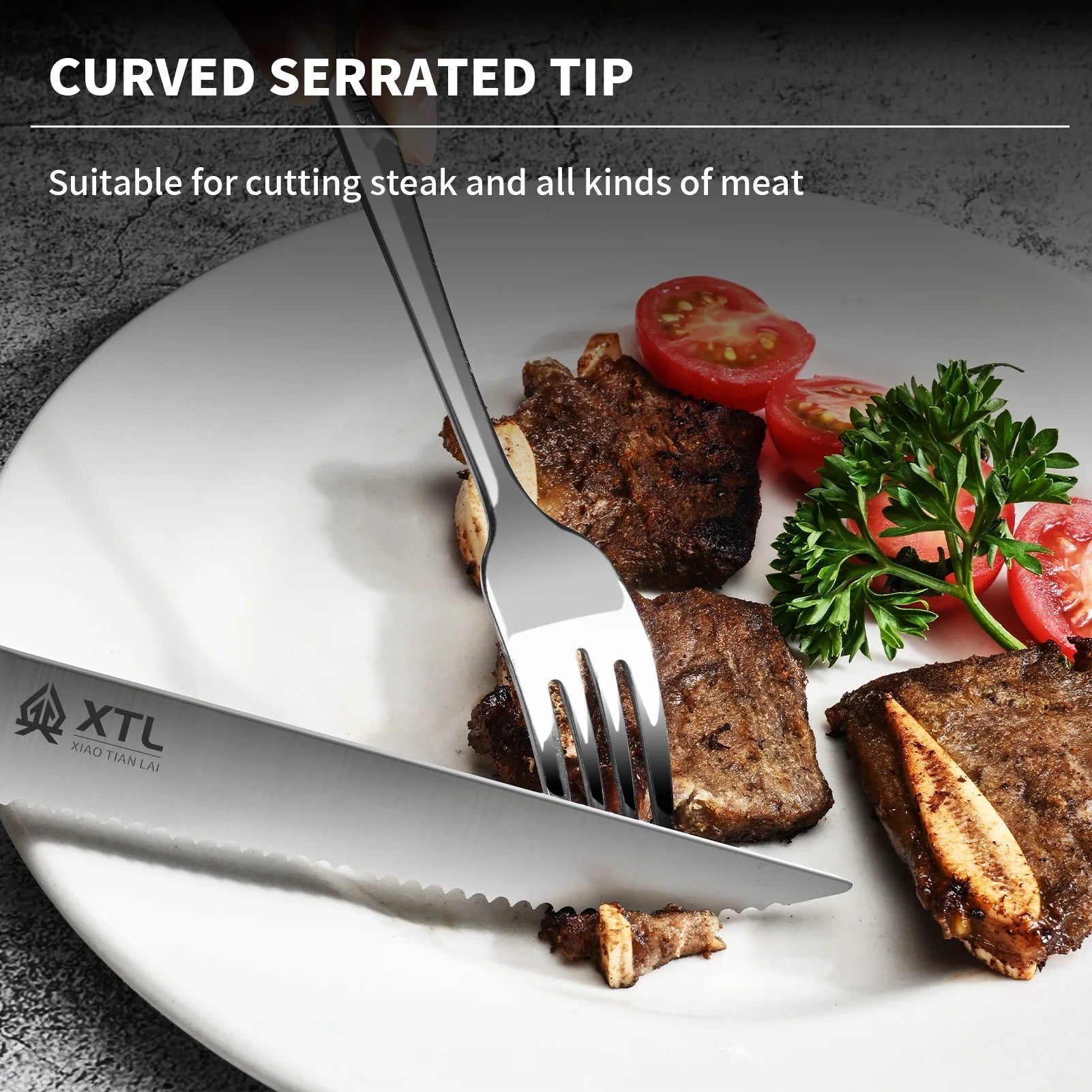 Couteau à Steak en Acier Inoxydable | Lame Dentelée - Mon Univers Cuisine