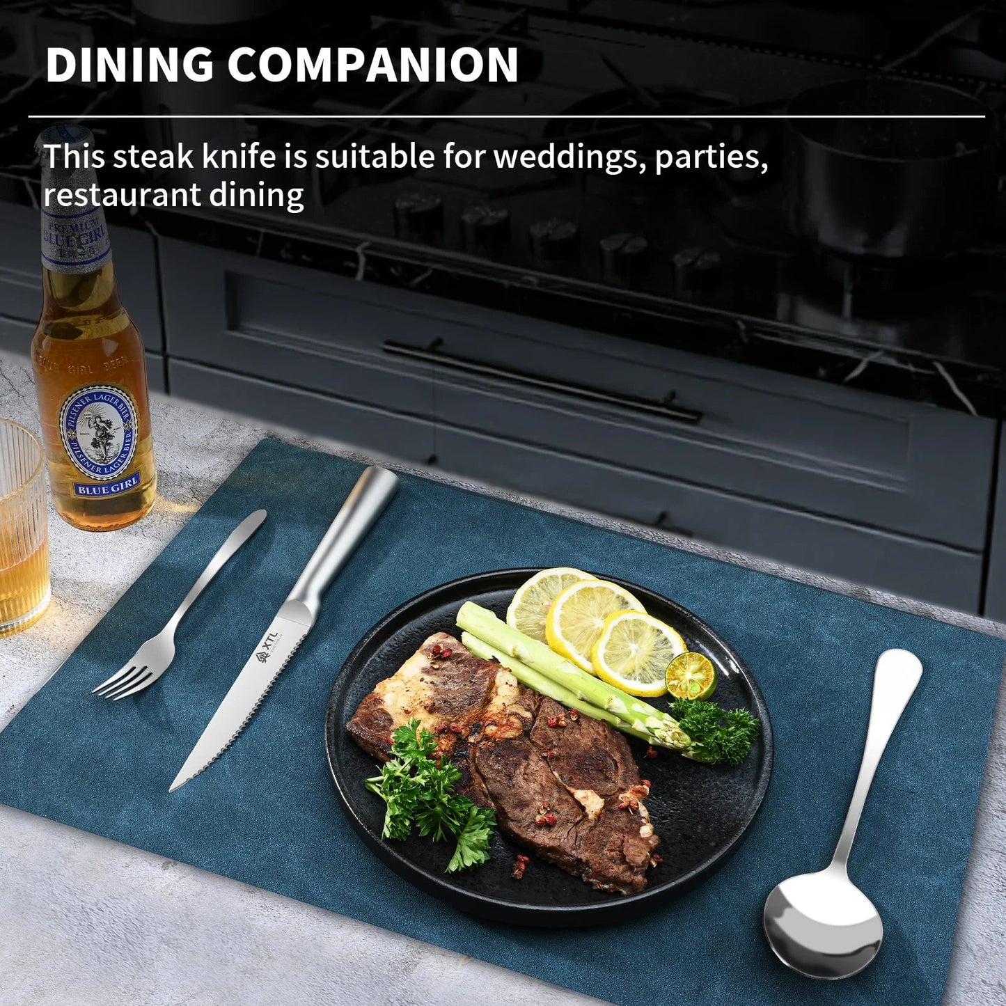 Couteau à Steak en Acier Inoxydable | Lame Dentelée - Mon Univers Cuisine