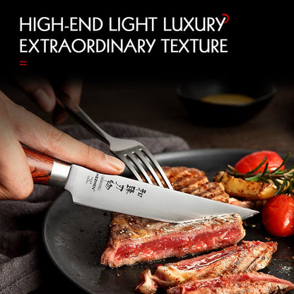 Couteau à Steak Hezhen en Acier Inoxydable Allemand 1.4116 | Manche en Bois - Mon Univers Cuisine