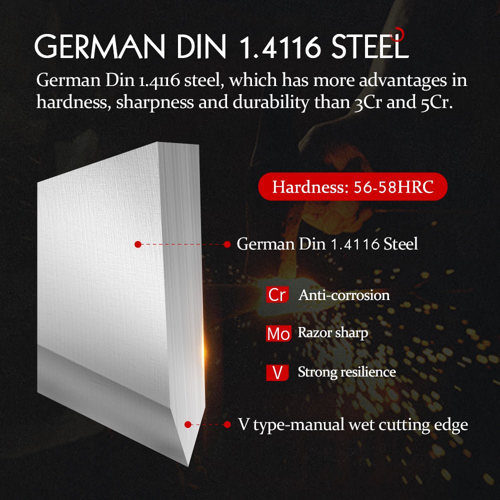 Couteau à Steak Hezhen en Acier Inoxydable Allemand 1.4116 | Manche en Bois - Mon Univers Cuisine