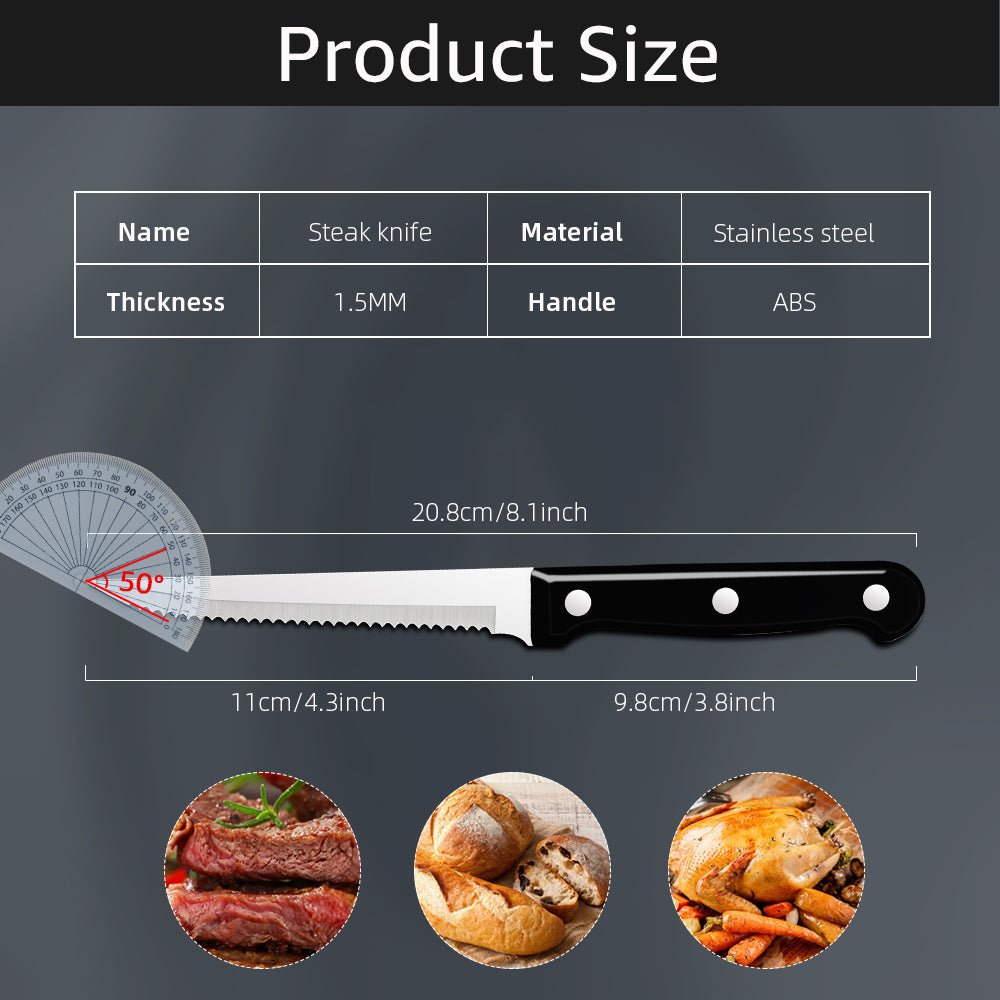 Couteau à Steak Professionnel | Lame Dentelée en Acier Inoxydable - Mon Univers Cuisine
