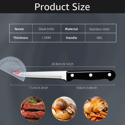 Couteau à Steak Professionnel | Lame Dentelée en Acier Inoxydable - Mon Univers Cuisine