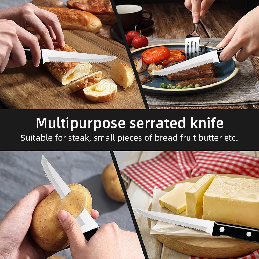 Couteau à Steak Professionnel | Lame Dentelée en Acier Inoxydable - Mon Univers Cuisine