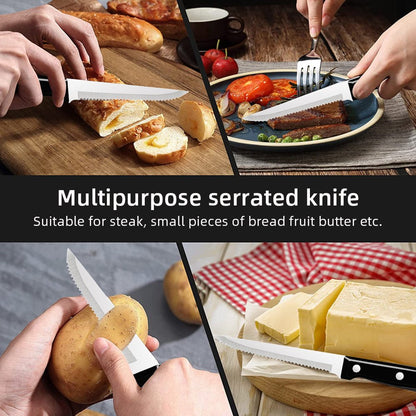 Couteau à Steak Professionnel | Lame Dentelée en Acier Inoxydable - Mon Univers Cuisine