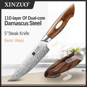 Couteau à Steak Xinzuo | Acier de Damas et Manche en Bois de Fer du Désert - Mon Univers Cuisine