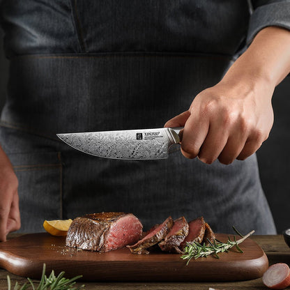 Couteau à Steak Xinzuo | Acier de Damas et Manche en Bois de Fer du Désert - Mon Univers Cuisine