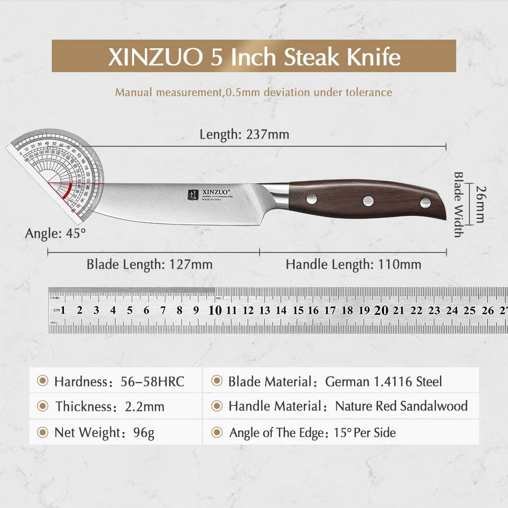 Couteau à Steak Xinzuo | Lame Tranchante en Acier Inoxydable pour une Découpe Parfaite - Mon Univers Cuisine