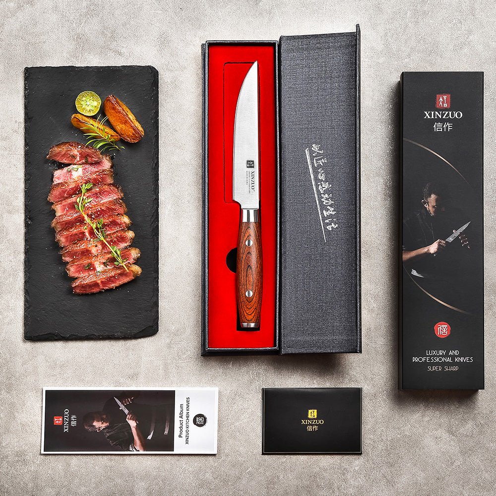 Couteau à Steak Xinzuo | Manche en Bois et Coffret - Mon Univers Cuisine