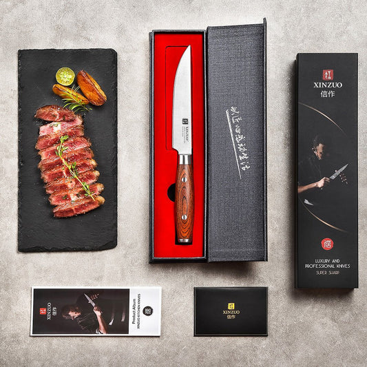 Couteau à Steak Xinzuo | Manche en Bois et Coffret - Mon Univers Cuisine