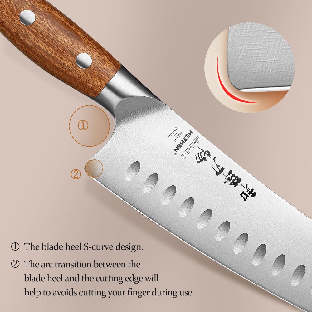 Couteau de Chef de Qualité Hezhen | Acier 1.4116 avec Manches en Bois Rouge - Mon Univers Cuisine