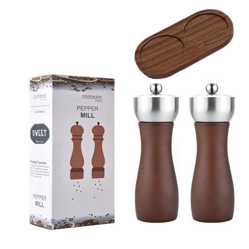 Moulin à poivre en Bois Moyen (Avec socle)  - Set de 2 - Mon Univers Cuisine