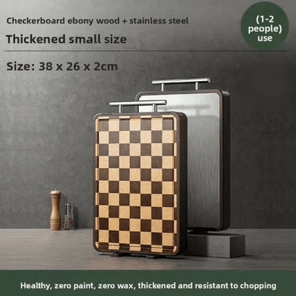 Planche à Découper Damier Double Face | Bois et Inox Premium - Mon Univers Cuisine
