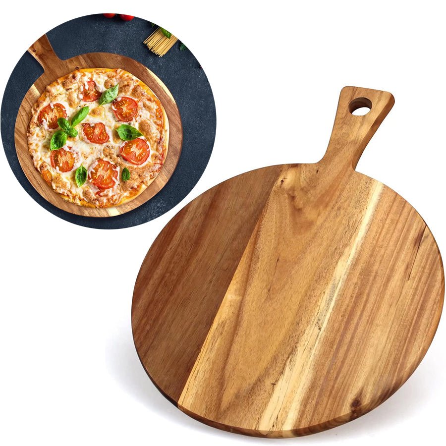 Planche en Bois Polyvalente | Ronde Pizza et Carrée Découpe - Mon Univers Cuisine